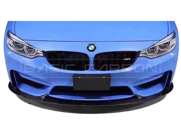 Basic Carbon 3D Style Carbon Fibre Front Splitter / Bumper Lip for BMW M3 F80 (2012-2018) & M4 F82 (2013-2018) - Gloss CFRP Chin Spoiler, Front Valance/Aero Lip/Air Dam, M Performance Style - BC99983