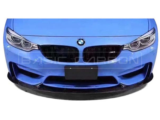 Basic Carbon 3D Style Carbon Fibre Front Splitter / Bumper Lip for BMW M3 F80 (2012-2018) & M4 F82 (2013-2018) - Gloss CFRP Chin Spoiler, Front Valance/Aero Lip/Air Dam, M Performance Style - BC99983