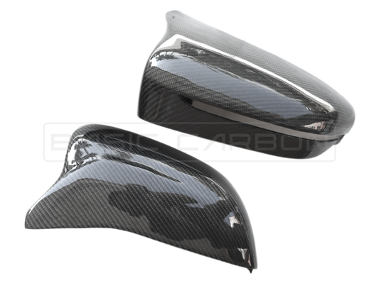 BMW M5 F90 S63 2016-2019 Carbon Fibre/Fiber Side Wing Door Mirror Caps Covers – Gloss OEM-Style Replacement Housings/Shells (Pair Set) | Basic Carbon BC99871