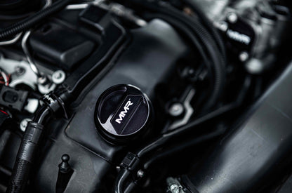 MMR Performance Billet 6061 Aluminium Oil Filler/Engine Oil Cap for BMW B58 N54 N55 S54 S55 S63 – CNC Black Anodised Click-Lock, Rocker/Cam Cover Oil Lid – OEM Replacement Round Type – Fits OE 11128655331 – M2 M3 M4 M5