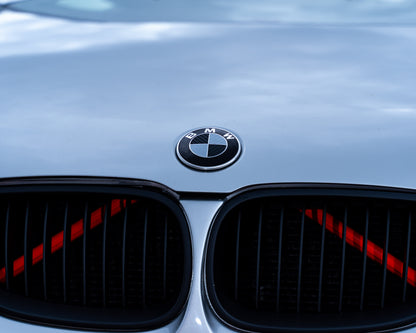 Silver and Gloss Black Carbon effect Badge Emblem Over lays BMW