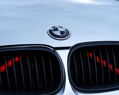 Silver and Gloss Black Carbon effect Badge Emblem Over lays BMW