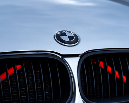 Silver and Gloss Black Carbon effect Badge Emblem Over lays BMW