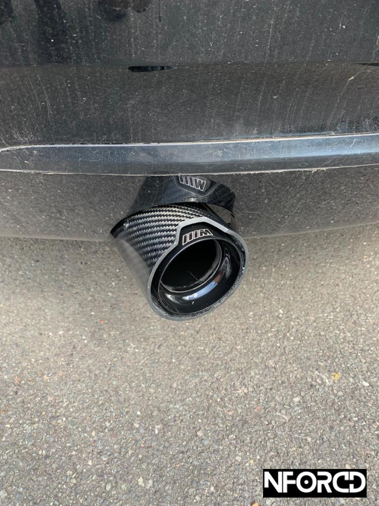 Black Carbon Fibre/Carbon Fiber Exhaust Tips Tailpipe Trims/Exhaust Finishers for BMW | M2 M3 M4 3 Series 4 Series | Clamp-On Muffler Tailpipe Ends | 60–63mm & 64–67mm | Quad or Twin | UK Stock