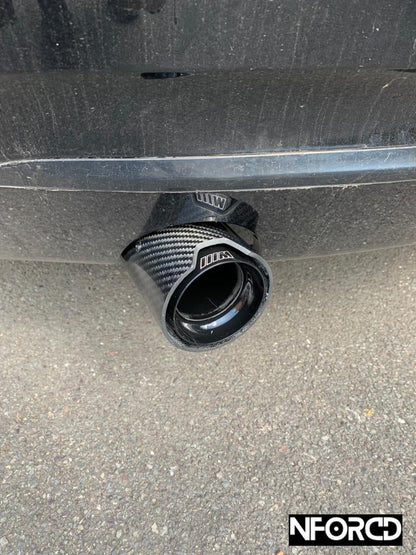 Black Carbon Fibre/Carbon Fiber Exhaust Tips Tailpipe Trims/Exhaust Finishers for BMW | M2 M3 M4 3 Series 4 Series | Clamp-On Muffler Tailpipe Ends | 60–63mm & 64–67mm | Quad or Twin | UK Stock