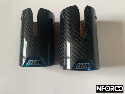 Pair of Blue BMW Exhaust tips for BMW's with a twin exit
