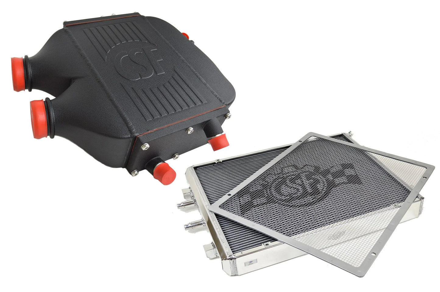 CSF S55 Top-Mount Intercooler / Charge Air Cooler (Air-to-Water CAC) for BMW M3 M4 M2 Competition F80 F82 F87 - Direct-Fit Drop-In Plug & Play Performance Cooling Upgrade - Manifold Mount Boost Cooler - 8082 8082R 8082-CF