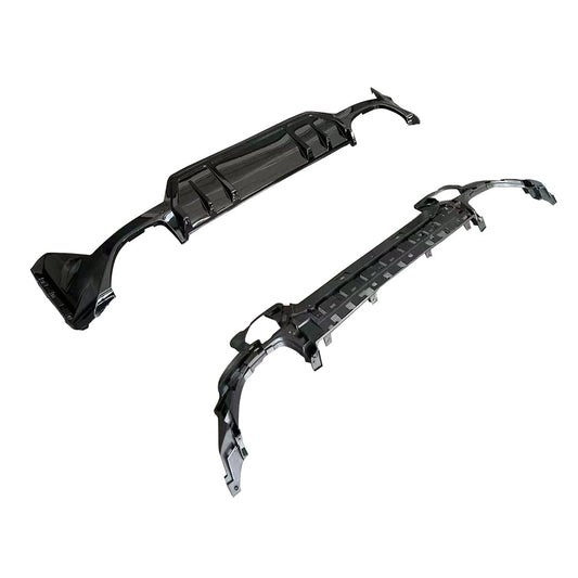 BMW 3 Series G20/G21 LCI Facelift 2022+ Rear Diffuser / Valance / Bumper Insert – Gloss Piano Black ABS – Fits 340i & M340i (Square/Rectangular Exhaust) Saloon/Sedan & Touring/Estate – Performance Rear Splitter by BLAK by CT