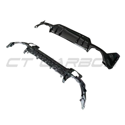 BMW 3 Series G20/G21 LCI Facelift 2022+ Rear Diffuser / Valance / Bumper Insert – Gloss Piano Black ABS – Fits 340i & M340i (Square/Rectangular Exhaust) Saloon/Sedan & Touring/Estate – Performance Rear Splitter by BLAK by CT