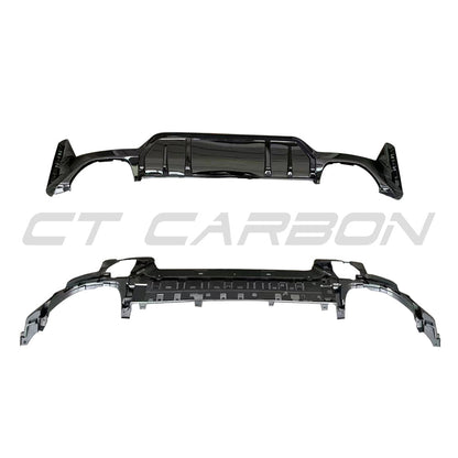 BMW 3 Series G20/G21 LCI Facelift 2022+ Rear Diffuser / Valance / Bumper Insert – Gloss Piano Black ABS – Fits 340i & M340i (Square/Rectangular Exhaust) Saloon/Sedan & Touring/Estate – Performance Rear Splitter by BLAK by CT