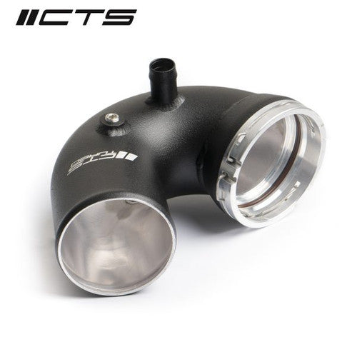 CTS Turbo S55 Charge Pipe / Boost Pipe J-Pipe Throttle Inlet Tube – BMW M2C/M2 Competition F87, M3 F80, M4 F82 F83 (2015+) – Aluminium 3” Hard Pipe/Charge Tube Upgrade w/ Meth Ports – Intercooler-to-Throttle Body Pipe – Fits Manual & DCT