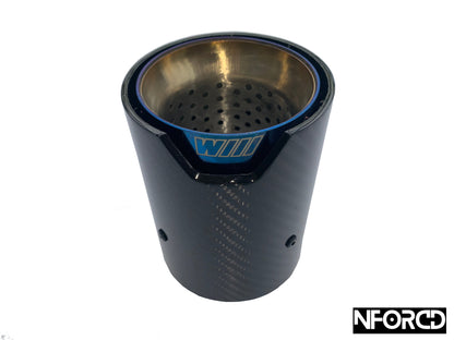 BMW M Performance Style Carbon Fibre Exhaust Tips  Blue | Hidden Clamp | 6063mm / 6467mm | Clampâ€‘On Fit | UK Stock