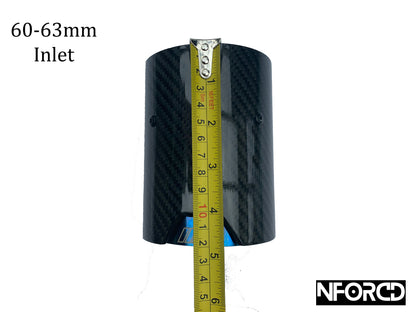 BMW Carbon Fibre/Carbon Fiber Exhaust Tips Tailpipe Trims/Finishers/Covers – M Style Slip-On Clamp-On Gloss Carbon with Silver Inlet – 60-63mm or 64-67mm – Fits M2 M3 M4 F/G Series, Twin or Quad Exit – UK Stock