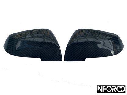 BMW Carbon Fiber/Fibre Wing Mirror Covers, Side Mirror Caps/Shells – Real Gloss Carbon OEM-Style Replacement – F20 F21 F22 F23 F30 F31 F34 F32 F33 F36 X1 E84 – 1 2 3 4 Series – Pair Left & Right