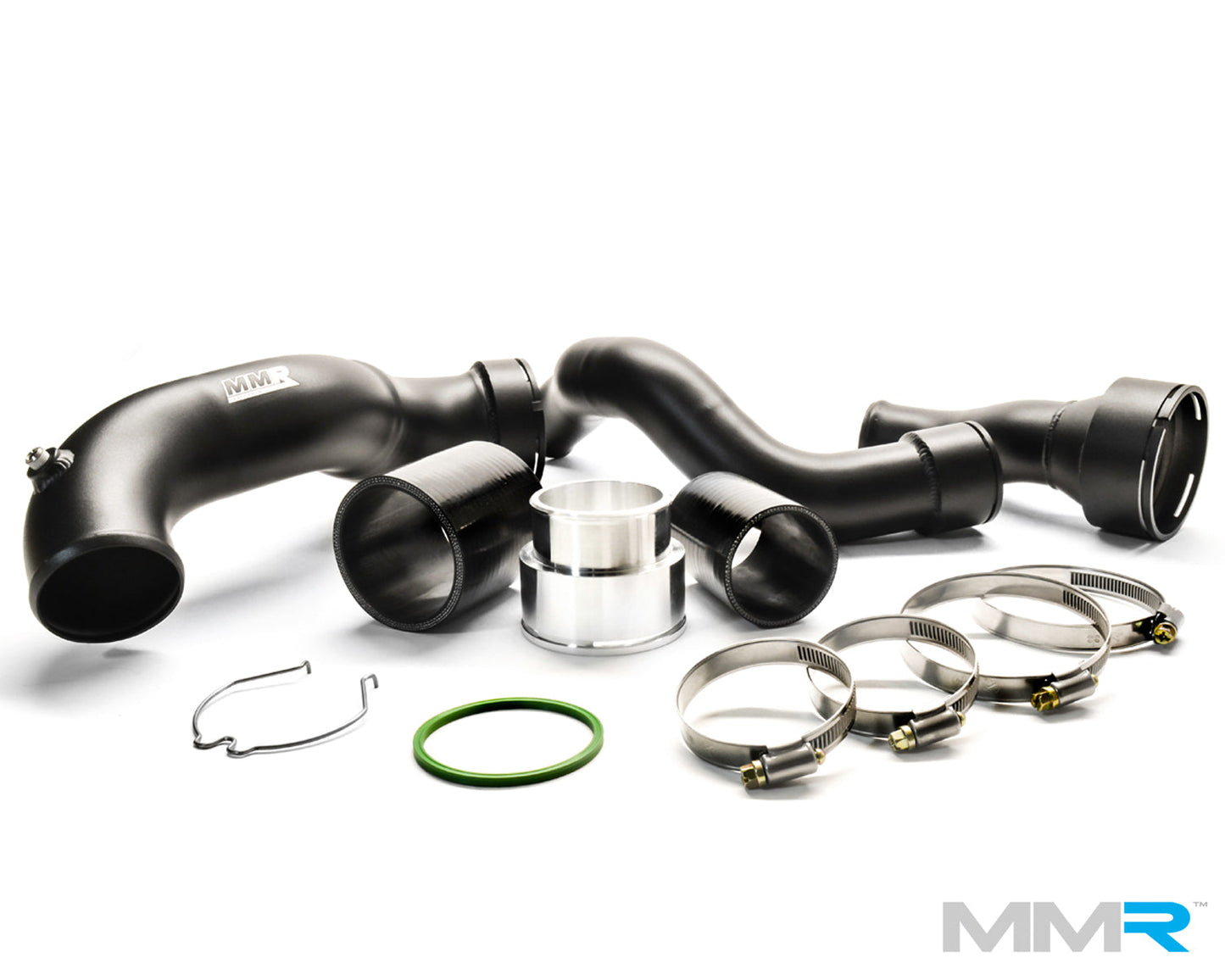 MMR High-Flow Aluminium Charge Pipe Kit (Boost Pipes) for Mini John Cooper Works (JCW) F56/F55/F54 F5x B48 Turbo  Direct Replacement Upgrade with Meth Bung  Crinkle Black