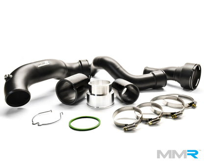 MMR High-Flow Aluminium Charge Pipe Kit (Boost Pipes) for Mini John Cooper Works (JCW) F56/F55/F54 F5x B48 Turbo  Direct Replacement Upgrade with Meth Bung  Crinkle Black