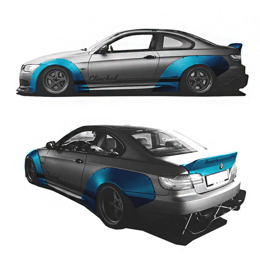 Clinched BMW E92 Wide Body Kit Without Ducktail - ABS Plastic Fender Flares/Overfenders - Wide Arch Kit for 3 Series E92 Coupe 2007-2013 - Fits E92 M3, 335i, 330i, 328i