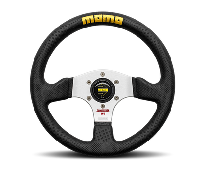 MOMO Street Competition EVO 320mm Black Leather Racing Steering Wheel – Black Spokes – MOMO EVO 320 Motorsport/Track Day/Drift Aftermarket Sports Wheel – Universal Boss Kit/Hub Fit – UK