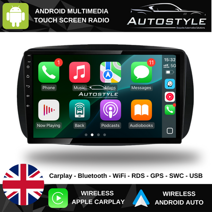 Mercedes-Benz Smart forTwo Apple Carplay / Android Auto 9" Stereo Upgrade 2014-2021