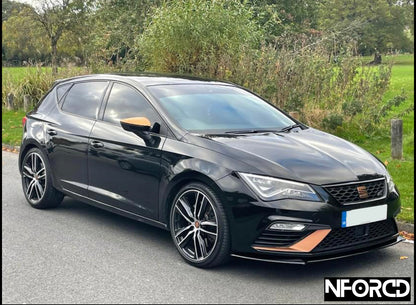 SEAT Leon Mk3 (5F) Cupra Gloss Black ABS Front Splitter / Front Bumper Lip / Chin Spoiler – Lower Valance Skirt Air Dam Extension Aero Lip by KSB, UK Made, Fitting Kit Included (2013-2020)