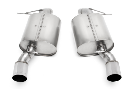 Dinan Free Flow Exhaust for BMW E90 335i Sedan 2007-2011 M-Technic/M Sport Bumper, Stainless Steel, 3.5in Black Tips, Bolt-On Fit, RWD & xDrive