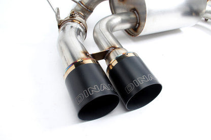 Dinan Free Flow 304 Stainless Steel Valved Axle-Back Exhaust with Quad 3.5 in Black Ceramic Tips for BMW M3/M4 (F80 F82 F83)