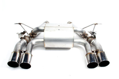 Dinan Free Flow Valved Axle-Back Exhaust - Rear Silencer/Back Box/Muffler Upgrade, Stainless with Polished Quad Tips - BMW M3 F80 & M4 F82/F83 (F8X S55) 2015-2020 Bolt-On Performance Rear Section