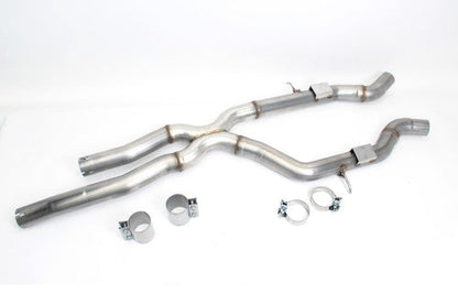 Dinan High Flow Exhaust X-Pipe Mid-Pipe for BMW M3 F80 & M4 F82 (2015-2017, S55) - T304 Stainless 2.75in, Resonator Delete, Fits Stock or Dinan Axle-Back
