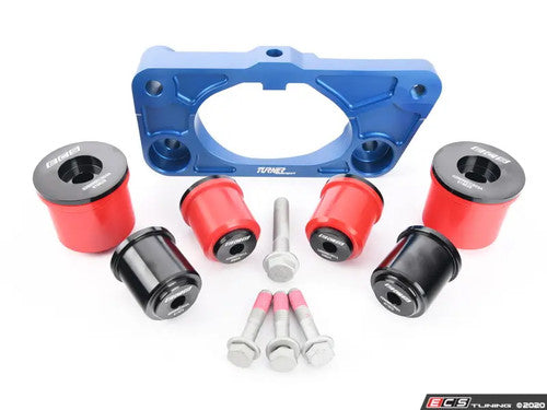 Turner Dual-Mount Rear Differential Brace/Plate + ECS Tuning Poly Diff Bushings for BMW M2 M3 M4 F8X (F87 F80 F82 F83) - Final Drive/Diff Mount Support Upgrade, Wheel Hop & Axle Tramp Fix, S55 Driveline
