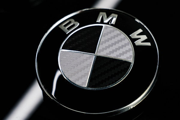 Silver and Gloss Black Carbon effect Badge Emblem Over lays BMW