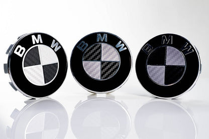 Silver and Gloss Black Carbon effect Badge Emblem Over lays BMW