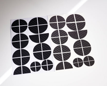 BMW Roundel Overlays Carbon Effect (Carbon Fibre Look) Black & Dark Grey – Badge Skins, Emblem/Roundel Covers, Logo Decals/Stickers – Pre-Cut Vinyl for Bonnet, Boot, Wheel Centre