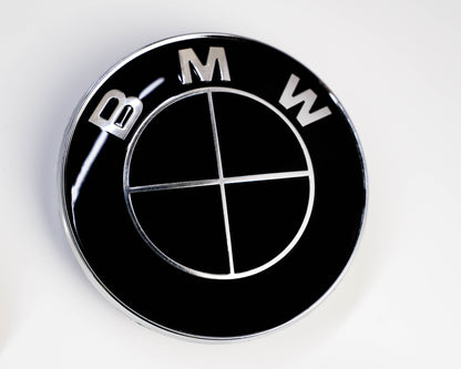 BMW Black Roundel Overlay Kit – Piano Gloss Black Badge/Emblem Logo Covers Decals (Bonnet, Boot, Steering Wheel, Wheel Centre Caps) Vinyl Blackout Roundel Delete De‑Blue Stickers Skin – Made in UK