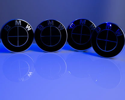 BMW Black Roundel Overlay Kit – Piano Gloss Black Badge/Emblem Logo Covers Decals (Bonnet, Boot, Steering Wheel, Wheel Centre Caps) Vinyl Blackout Roundel Delete De‑Blue Stickers Skin – Made in UK