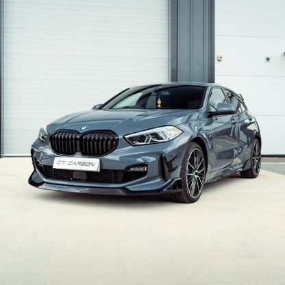 BMW 1 Series F40 (2019+) Gloss Black Single Slat/Bar Kidney Grilles Front Grill Replacement | Shadowline Dechrome Blackout OEM+ Upgrade | BLAK by CT Carbon