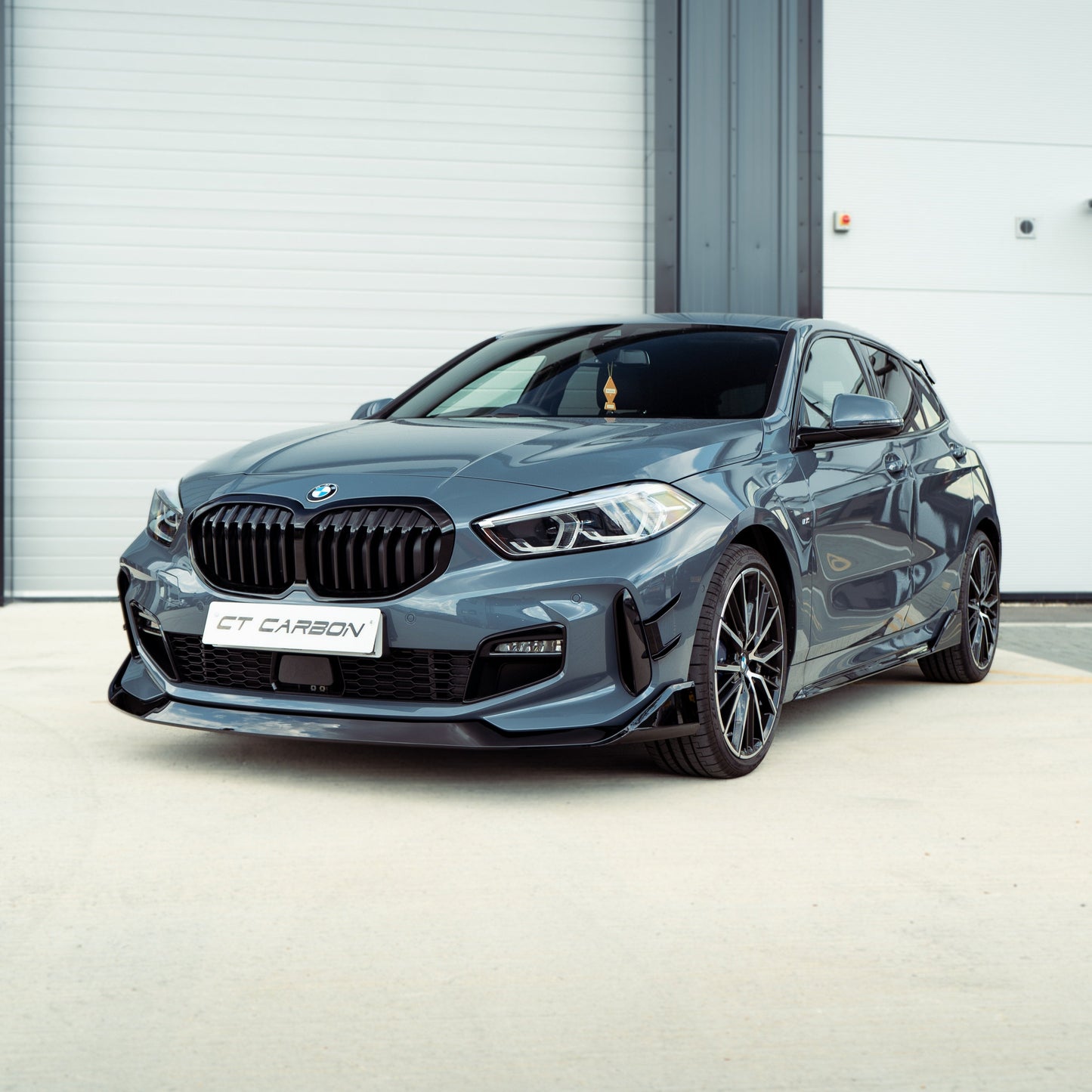 BMW 1 Series F40 Kidney Grille 2019+ - Gloss Piano Black Single Slat/Single Bar Front Grill/Radiator Grille Replacement Shadowline De-Chrome Blackout - OEM Fit - BLAK by CT Carbon