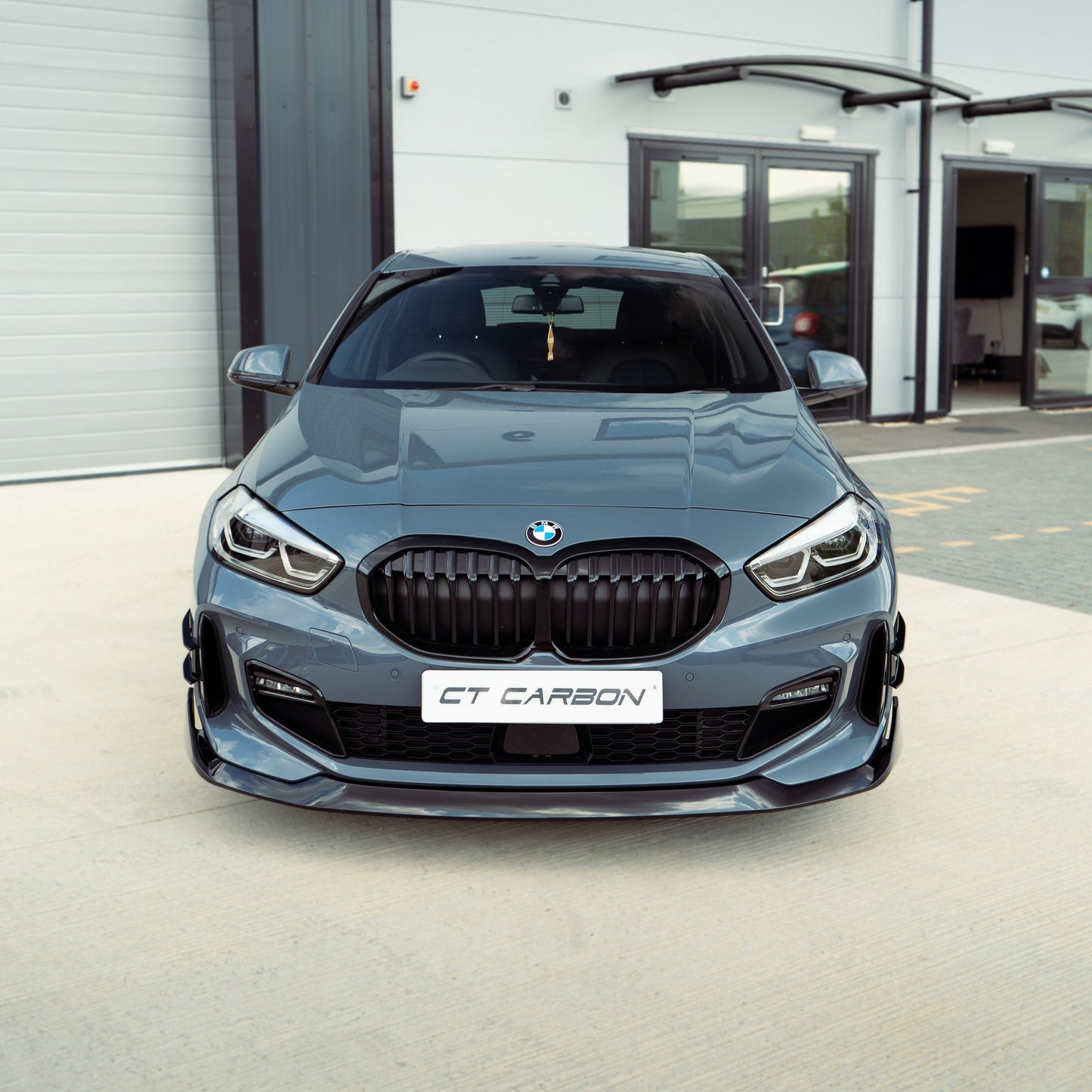 BMW 1 Series F40 Kidney Grille 2019+ - Gloss Piano Black Single Slat/Single Bar Front Grill/Radiator Grille Replacement Shadowline De-Chrome Blackout - OEM Fit - BLAK by CT Carbon