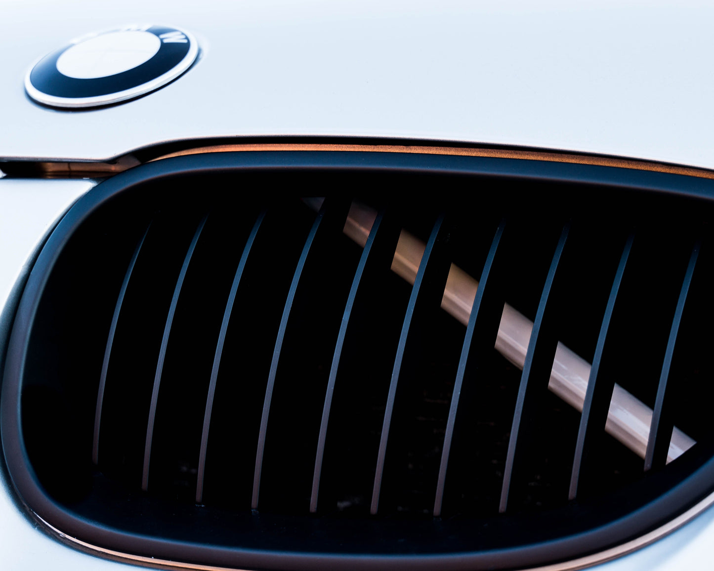 Glow White V-Brace/V-Support Decals for BMW – Kidney Grille V Bar Sticker Overlay Vinyl Wrap | Luminous Front Radiator Support/Crash Bar Accent Film | Glow Effect, DIY Removable, UK Made