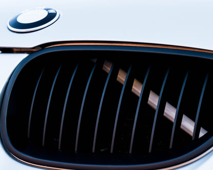 Glow White V-Brace/V-Support Decals for BMW – Kidney Grille V Bar Sticker Overlay Vinyl Wrap | Luminous Front Radiator Support/Crash Bar Accent Film | Glow Effect, DIY Removable, UK Made