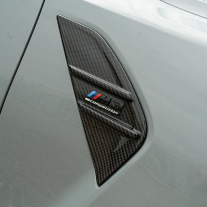 BMW M3 G80/G81 2021+ Gloss Carbon Fibre (Carbon Fiber) Wing Vent Surrounds – Side Fender Gills, Arch Vent Covers, Air Breather Garnish – Prepreg Dry Carbon Replacement Trim (Saloon/Touring) by CT Carbon