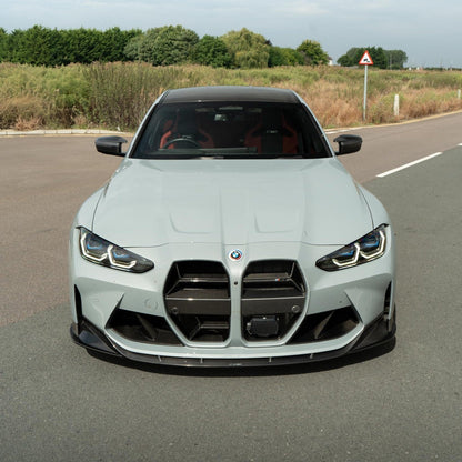 BMW M3/M4 G80 G81 G82 G83 CSL Style Carbon Fibre Kidney Grille/Grill Surround - ACC Adaptive Cruise Radar Compatible, Pre-Preg Gloss OEM Fit Front Grill Upgrade
