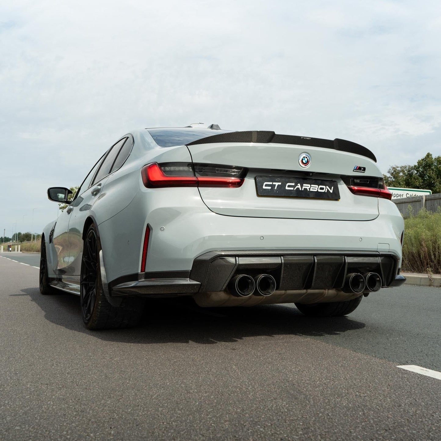 BMW M3 G80 G81 G8X Carbon Fibre/Fiber Rear Bumper Diffuser – CT Design Style Performance Rear Valance Splitter Insert, Pre-Preg High Gloss, 2021+ Saloon & Touring