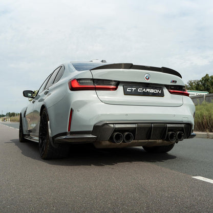 BMW M3 G80 G81 G8X Carbon Fibre/Fiber Rear Bumper Diffuser – CT Design Style Performance Rear Valance Splitter Insert, Pre-Preg High Gloss, 2021+ Saloon & Touring