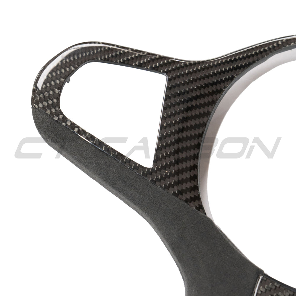 CT Carbon BMW G‑Series & M Models Steering Wheel Trim/Surround/Bezel/Insert Cover – Carbon Fibre with Alcantara – Fits 1 2 3 4 5 7 8 Series, M3 M4 M5 M8, X3 X4 X5 X6 (G20 G21 G80 G22 G82 G30 F90 G14 G15 G16 G01 G02 G05 G06) – M Sport, Non‑Heated