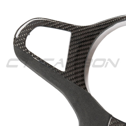 CT Carbon BMW G‑Series & M Models Steering Wheel Trim/Surround/Bezel/Insert Cover – Carbon Fibre with Alcantara – Fits 1 2 3 4 5 7 8 Series, M3 M4 M5 M8, X3 X4 X5 X6 (G20 G21 G80 G22 G82 G30 F90 G14 G15 G16 G01 G02 G05 G06) – M Sport, Non‑Heated