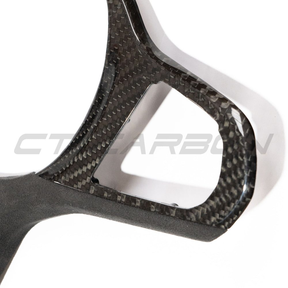 CT Carbon BMW G & F Chassis M Models Carbon Fibre/Carbon Fiber Steering Wheel Centre/Center Trim/Spoke Cover with Alcantara – Heated Wheel + ACC Button – OEM Fit Gloss Carbon Overlay for G20 G80 G22 G82 G30 F90 G05 G01