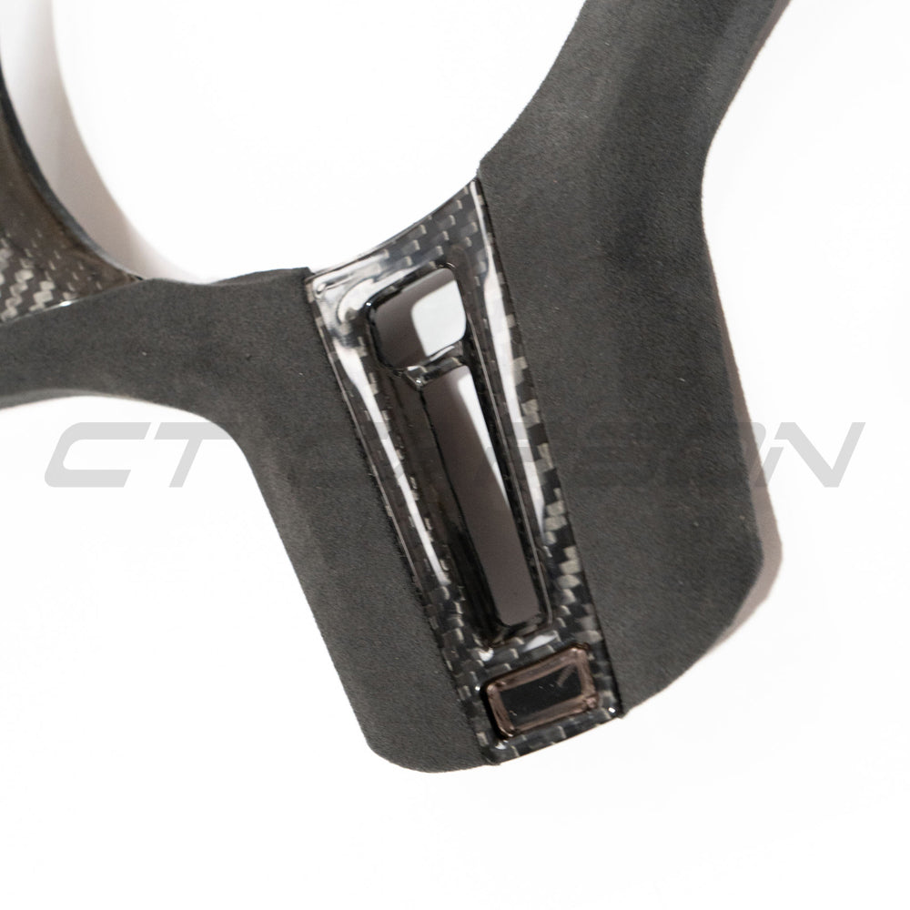 CT Carbon BMW G & F Chassis M Models Carbon Fibre/Carbon Fiber Steering Wheel Centre/Center Trim/Spoke Cover with Alcantara – Heated Wheel + ACC Button – OEM Fit Gloss Carbon Overlay for G20 G80 G22 G82 G30 F90 G05 G01
