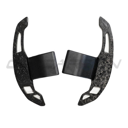 BMW F-Series Steering Wheel Forged Carbon Fibre Paddle Shifters V3 - Extended Paddle Extensions, M Performance Style - Fits F87 M2 F80 M3 F82 M4, 1/2/3/4 Series, X5M X6M - Dry Carbon Gear Shift Paddles for DCT & Steptronic