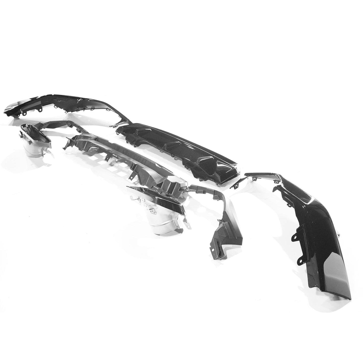 BMW 2 Series G42 Rear Diffuser & Valance Gloss Black - M240i/240i Style OEM+ Look with Exhaust Tip Finishers - Rear Splitter Lower Bumper Insert/Exhaust Surround/Rear Apron - Fits 2022+ Coupe - Blak by CT Carbon