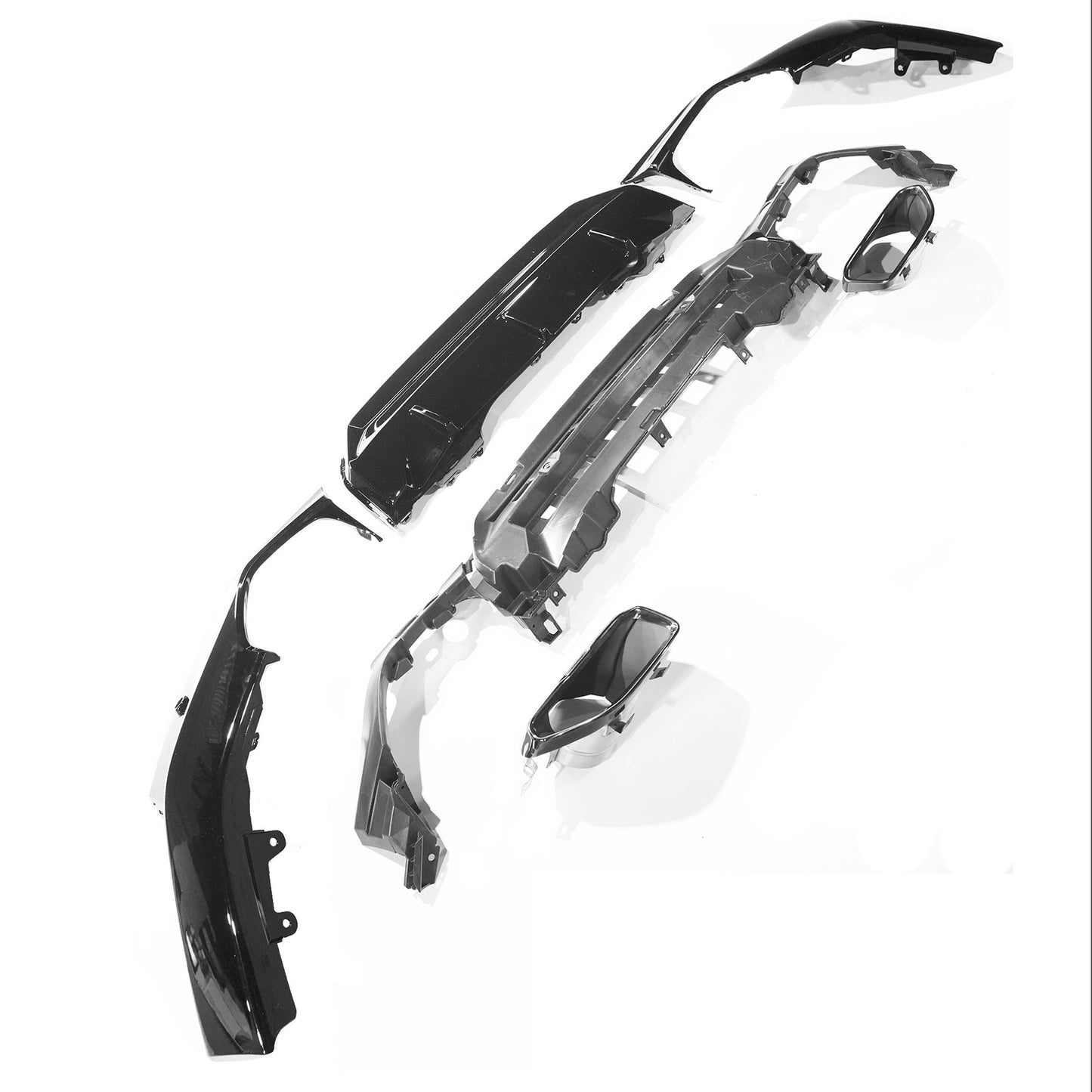 BMW 2 Series G42 Rear Diffuser & Valance Gloss Black - M240i/240i Style OEM+ Look with Exhaust Tip Finishers - Rear Splitter Lower Bumper Insert/Exhaust Surround/Rear Apron - Fits 2022+ Coupe - Blak by CT Carbon